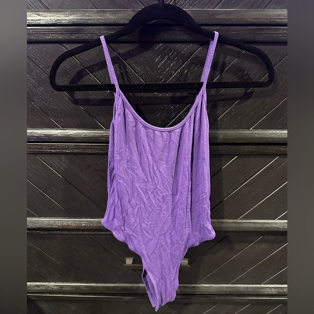 Purple ribbed bodysuit